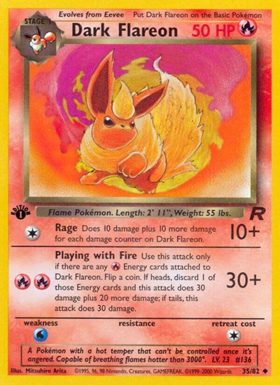 2000 Pokemon: Team Rocket (TR) - Dark Flareon (#35/82, Uncommon) (1st Edition, Lightly Played)