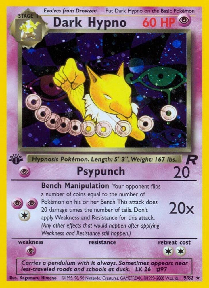 2000 Pokemon: Team Rocket (TR) - Dark Hypno (9) (#09/82, Holo Rare) (1st Edition Holofoil, Near Mint)