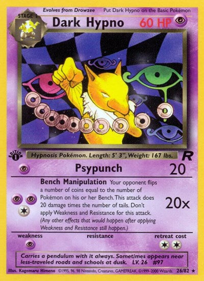2000 Pokemon: Team Rocket (TR) - Dark Hypno 26 (#26/82, Rare) (1st Edition, Lightly Played)