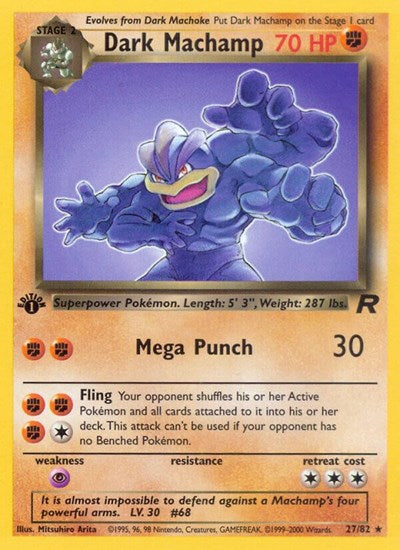 2000 Pokemon: Team Rocket (TR) - Dark Machamp 27 (#27/82, Rare) (1st Edition, Lightly Played)
