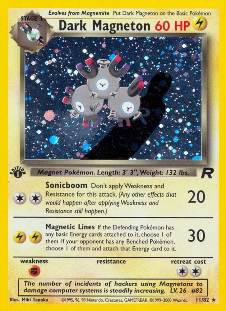 2000 Pokemon: Team Rocket (TR) - Dark Magneton (11) (#11/82, Holo Rare) (1st Edition Holofoil, Near Mint)