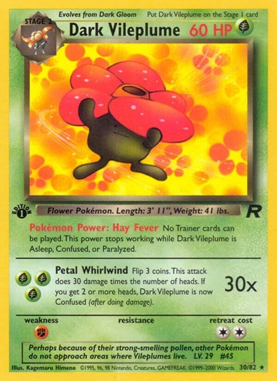 2000 Pokemon: Team Rocket (TR) - Dark Vileplume 30 (#30/82, Rare)