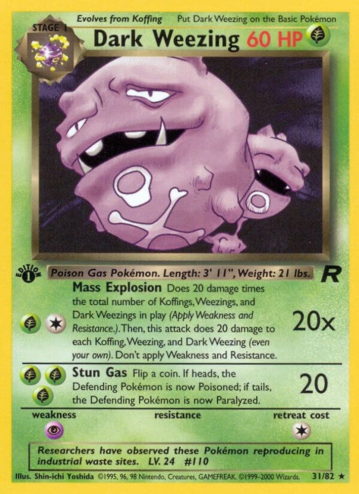 2000 Pokemon: Team Rocket (TR) - Dark Weezing (31) (#31/82, Rare) (1st Edition, Near Mint)