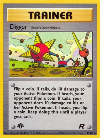 2000 Pokemon: Team Rocket (TR) - Digger Rockets Secret Machine (#75/82, Uncommon) (1st Edition, Near Mint)