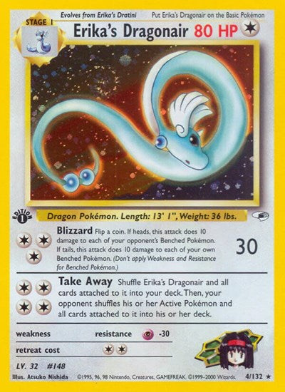 2000 Pokemon: Gym Heroes (G1) - Erikas Dragonair (#004/132, Holo Rare) (1st Edition Holofoil, Near Mint)