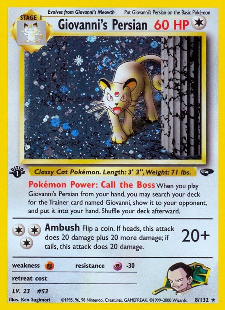 2000 Pokemon: Gym Challenge (G2) - Giovanni's Persian (#008/132, Holo Rare) (1st Edition Holofoil, Near Mint)