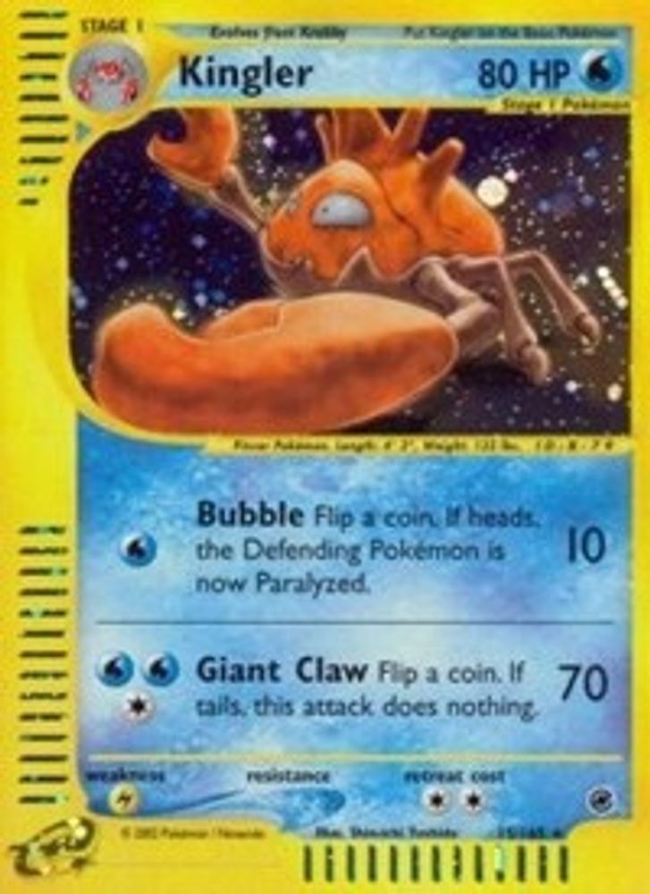 2002 Pokemon: Expedition (EX) - Kingler (15) (#015/165, Holo Rare) (Holofoil, Near Mint)
