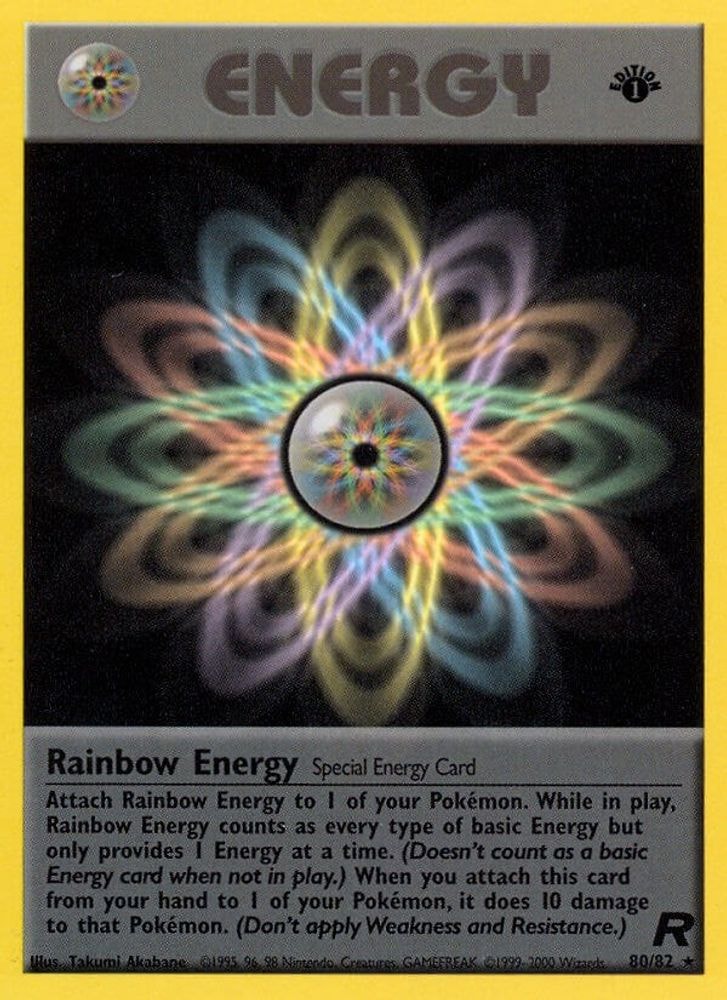 2000 Pokemon: Team Rocket (TR) - Rainbow Energy (80) (#80/82, Rare) (1st Edition, Near Mint)