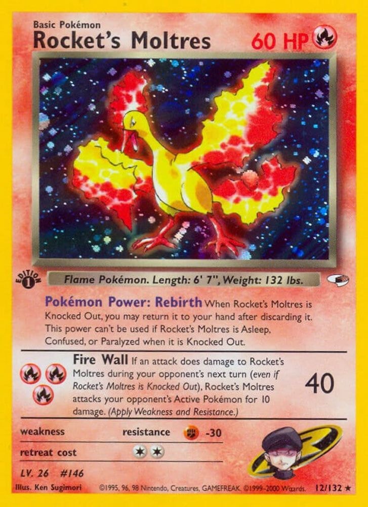2000 Pokemon: Gym Heroes (G1) - Rocket's Moltres (#012/132, Holo Rare) (1st Edition Holofoil, Near Mint)