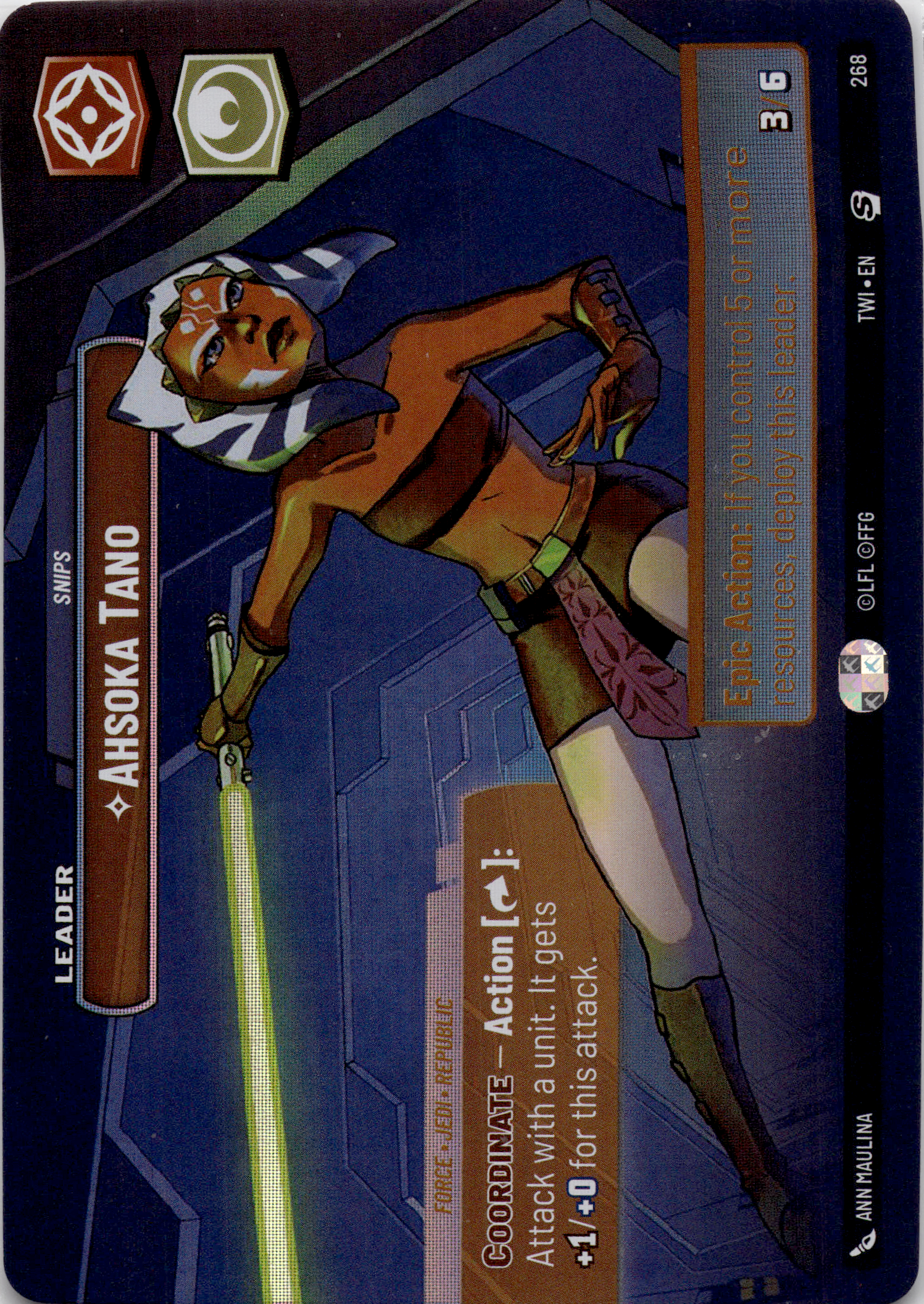 2024 Star Wars: Unlimited: Twilight of the Republic (TWI) - Ahsoka Tano Snips Showcase (#268, Special) (Foil, Near Mint)