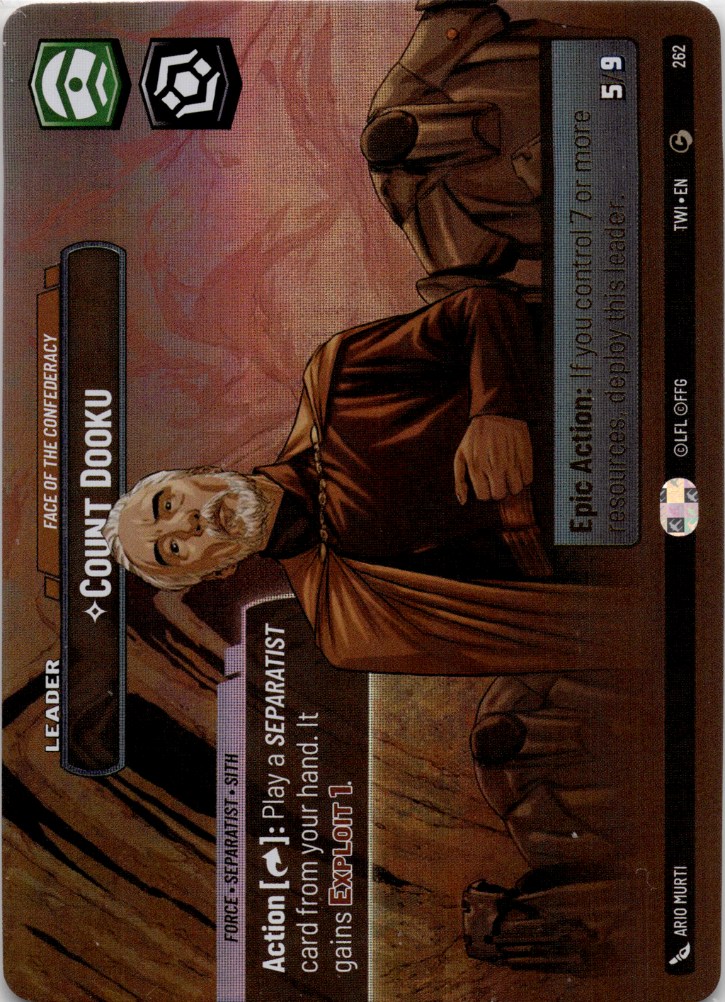 2024 Star Wars: Unlimited: Twilight of the Republic (TWI) - Count Dooku Face of the Confederacy Showcase (#262, Common) (Foil, Near Mint)