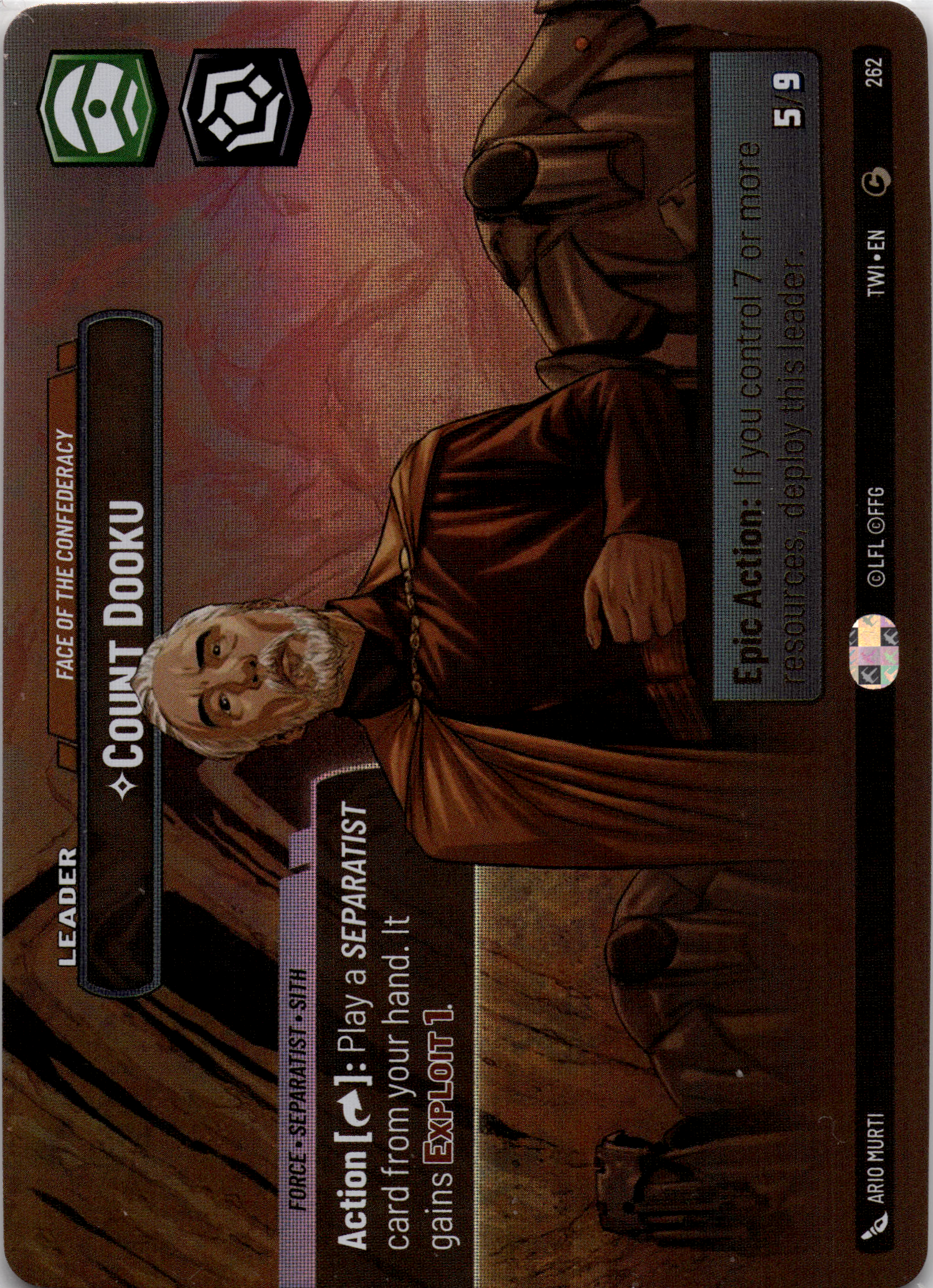2024 Star Wars: Unlimited: Twilight of the Republic (TWI) - Count Dooku Face of the Confederacy Showcase (#262, Common) (Foil, Near Mint)