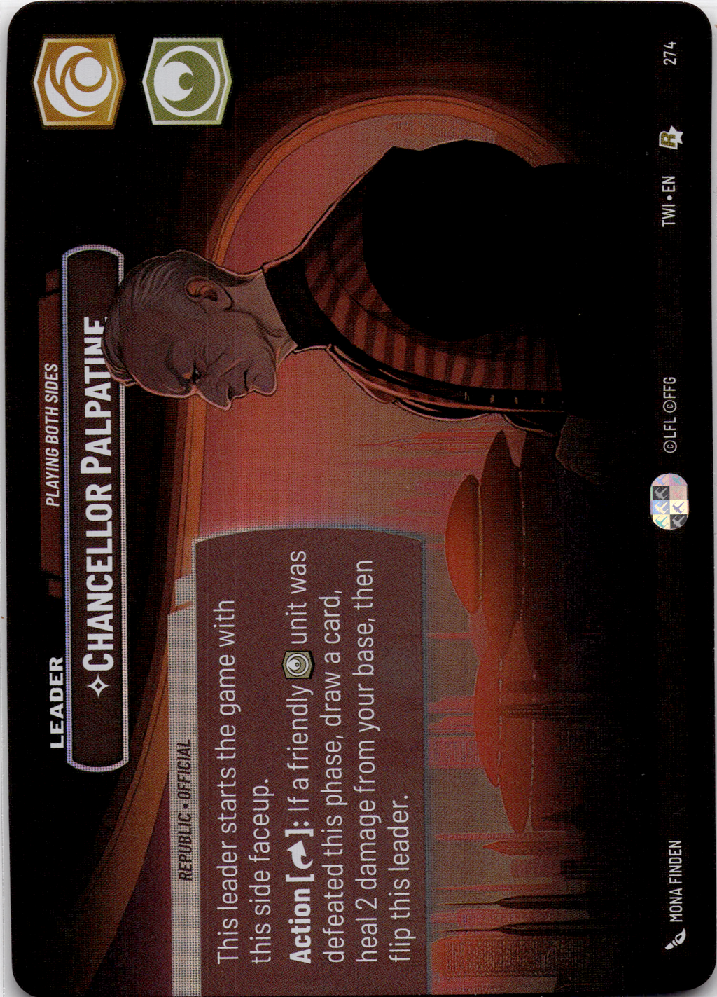 2024 Star Wars: Unlimited: Twilight of the Republic (TWI) - Chancellor Palpatine Playing Both Sides Showcase (#274, Rare) (Foil, Near Mint)