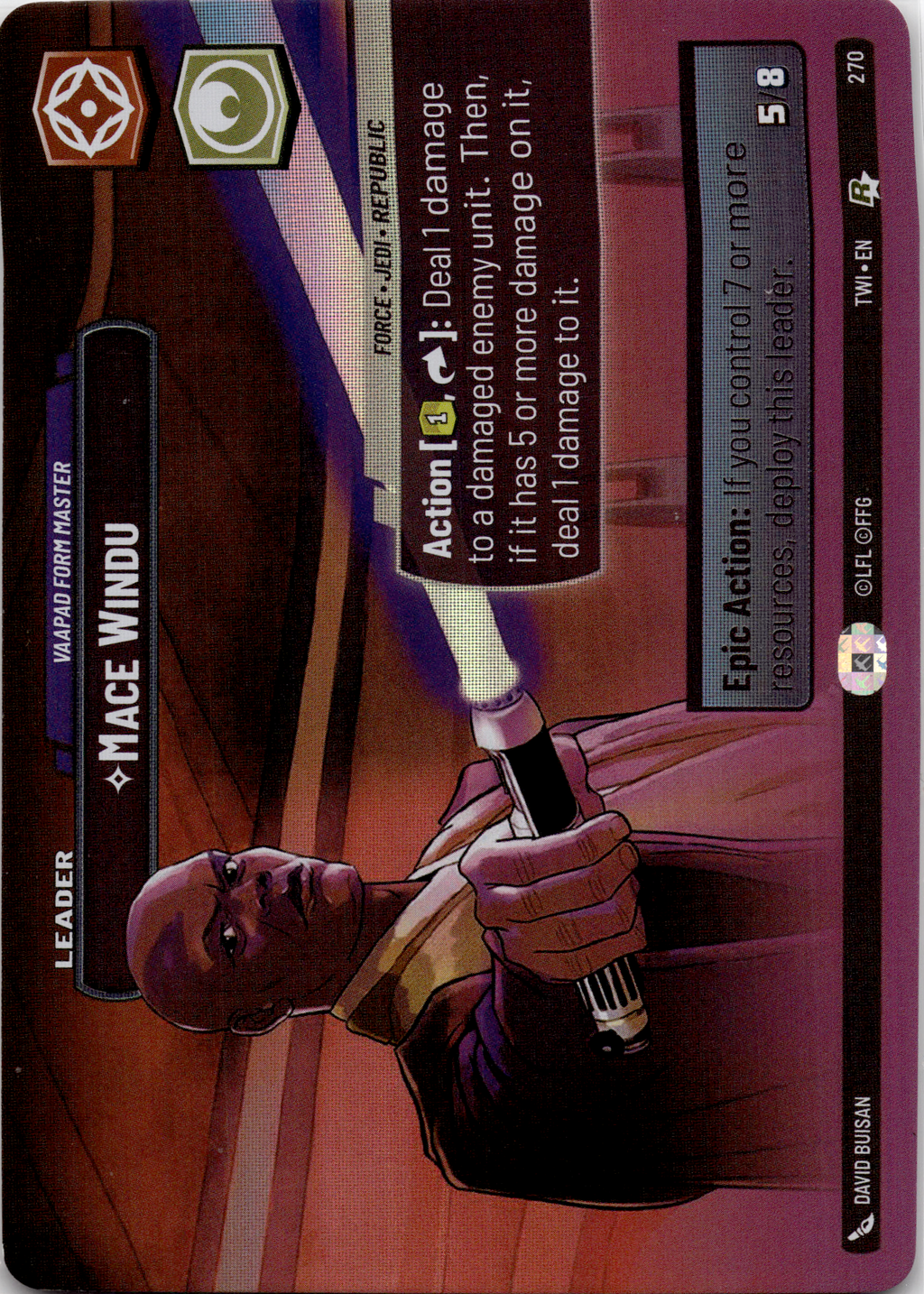 2024 Star Wars: Unlimited: Twilight of the Republic (TWI) - Mace Windu Vaapad Form Master Showcase (#270, Rare) (Foil, Near Mint)