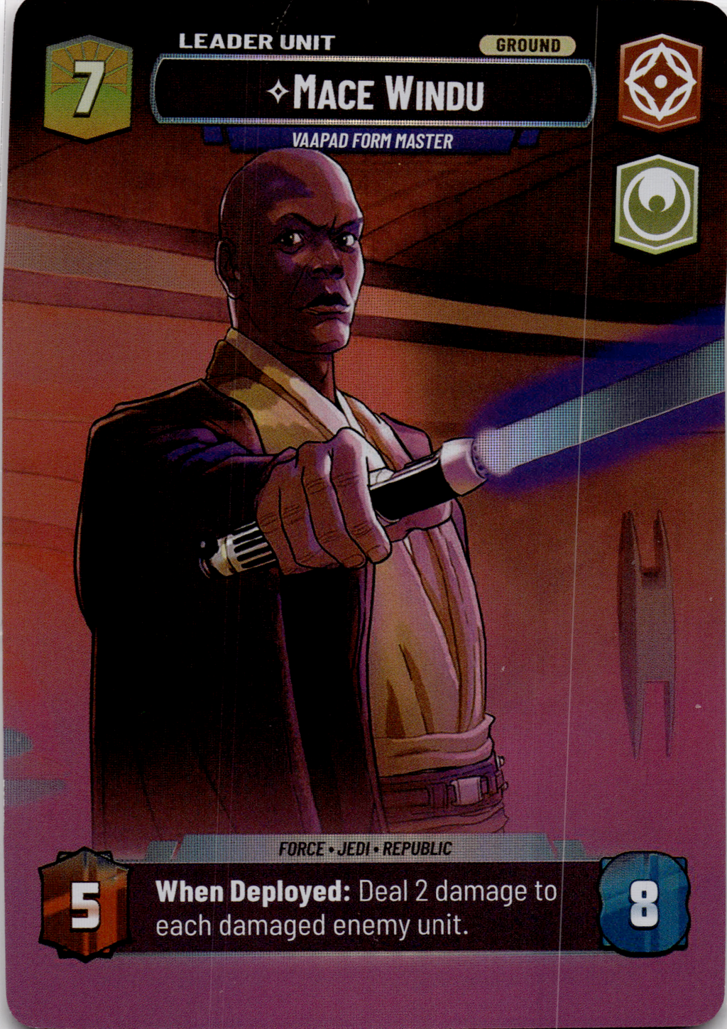 2024 Star Wars: Unlimited: Twilight of the Republic (TWI) - Mace Windu Vaapad Form Master Showcase (#270, Rare) (Foil, Near Mint)